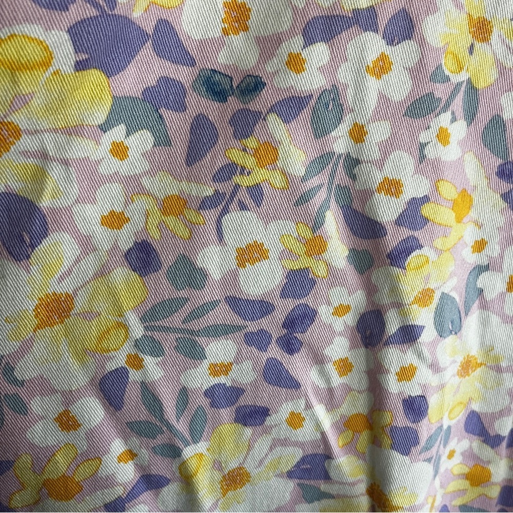 Eloquii Purple Retro Spring Floral Novelty Print Wide Leg Cropped Denim Pants - Picture 3 of 7